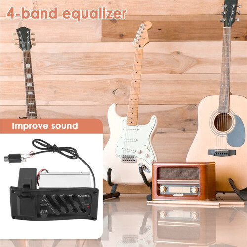 4-Bands EQ Equalizer Piezo Pickup för EQ-7545R Pre-Amp Akustisk Gitarr Preamp Tuner 1