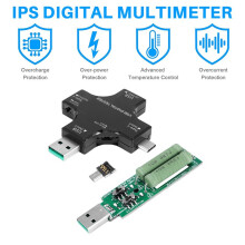 USB C Tester,2 in 1 Type C USB Tester Color Screen IPS Digital Multimeter,Voltage,Current,Power,Temperature,with Loader