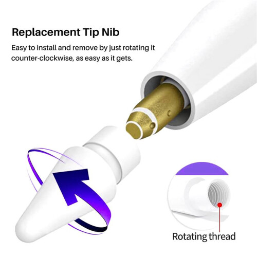 4 Pack Replacement Tip for  Pencil Nibs for  Pencil 1St & 2Nd Generation (White) 1