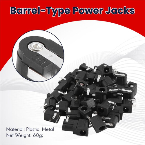 45 Pcs  Power Jack Socket 2.1mm x 5.5mm -Type PCB Mount -005 2