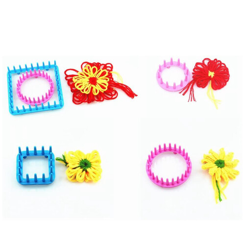 Flower Knitting Machine Kit DIY Wool Flower Machine Loom Tool Set Square Flower Maker with Needle 2