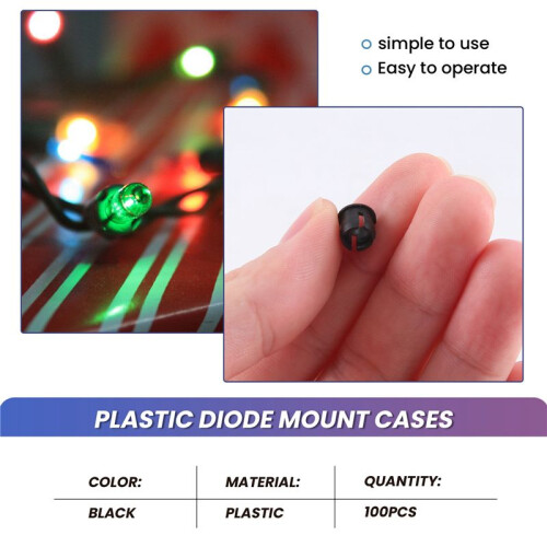 100 Pieces Black Plastic 5mm LED Clip Holder Display Panel Mount Cases 1