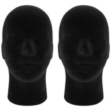 Polystyreen Zwart Schuim Heren Model Mannequin Hoofd Dummy Stand Winkel Display Hoed, 2 X ZWART