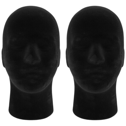 Polystyrene Black Foam Men Model Mannequin  Dummy Stand Shop Display Hat, 2 x BLACK