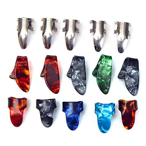 15pcs Guitar Picks humb Finger Picks Metal + plastic 1