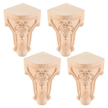 4PCS 10x6cm European Style Solid Wood Carved Furniture Foot Legs TV Cabinet Feets