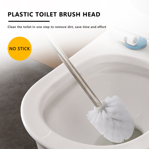 Replacement Spare Bathroom Accessory Plain Plastic Toilet Cleaning Brushes  Holders White (2x White Heads) 1
