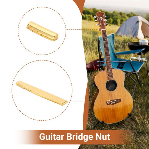 Brass 6 String Acoustic Guitar Bridge Nut and Saddle 1