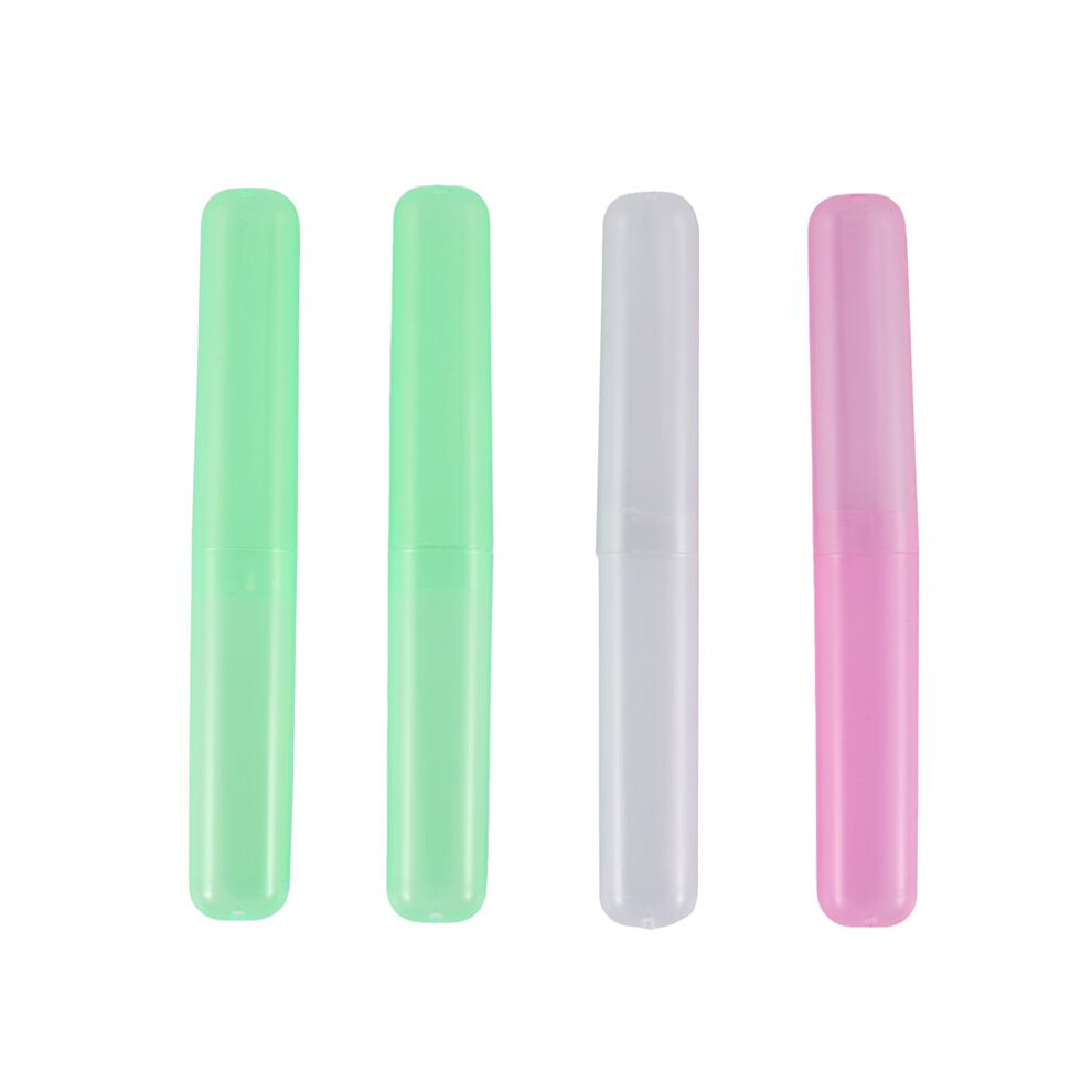 Semoic 4 Pack Toothbrush Holders Case Travel Camping Cover Tube Plastic Box Set New !!