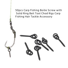 50pcs Carp Fishing Boilie Screw with Solid Ring Bait Tool Chod Rigs Carp Fishing Hair Tackle Accessory