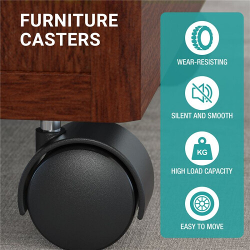 Set of 4 Screw in Caster Wheels - 2 with Lock Function 1