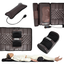 Full Body Massage Mat with Remote Heat & 10 Vibration Motors 175x50cm Brown Faux Leather Chair Pad for Back & Neck Pain Relief