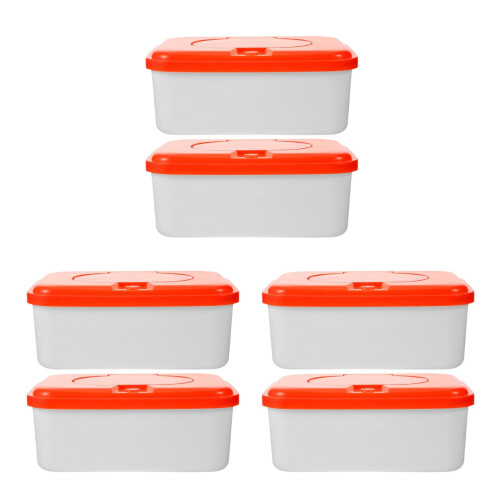 6Stk Feuchttuchbox Orange, Wiederverwendbar Und Schutzdeckel 2