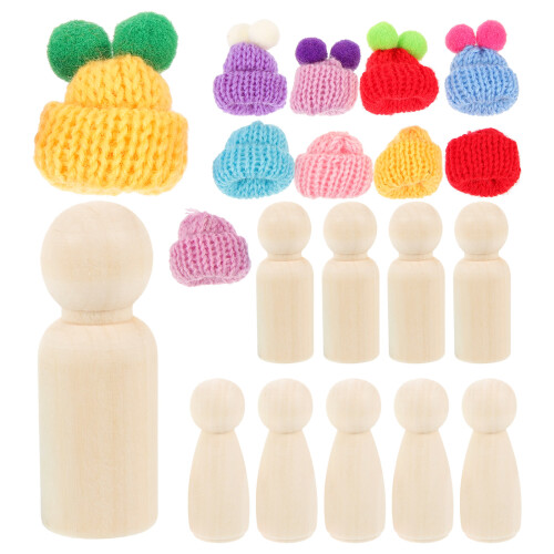 5Sets Holz-Steckpuppen Mit Unfertig Für Basteln