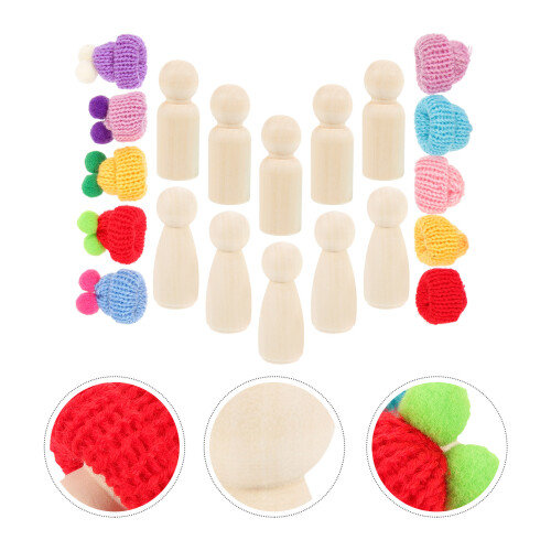 5Sets Holz-Steckpuppen Mit Unfertig Für Basteln 2
