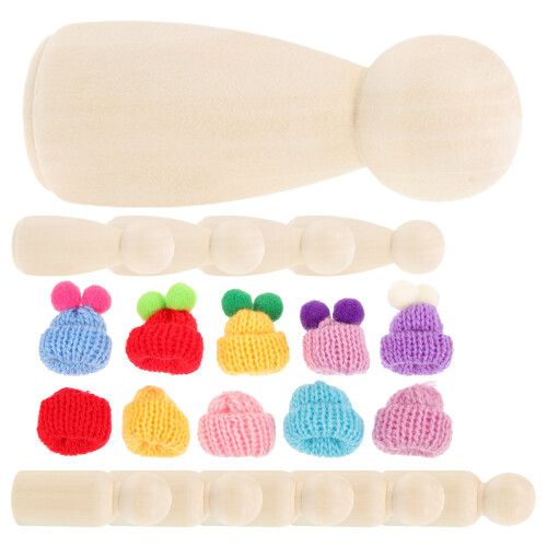 5Sets Holz-Steckpuppen Mit Unfertig Für Basteln 1