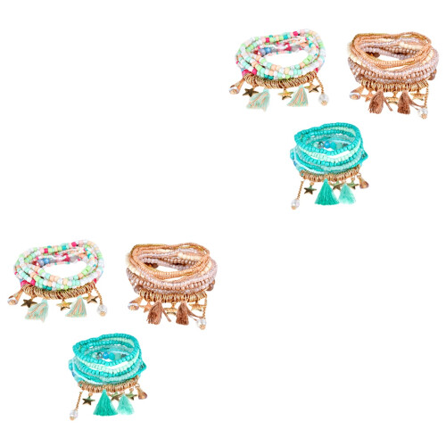 6Sets Kreative Boho Perlenarmbänder Hand Schmuck Farben 2