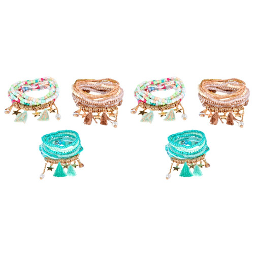 6Sets Kreative Boho Perlenarmbänder Hand Schmuck Farben 1