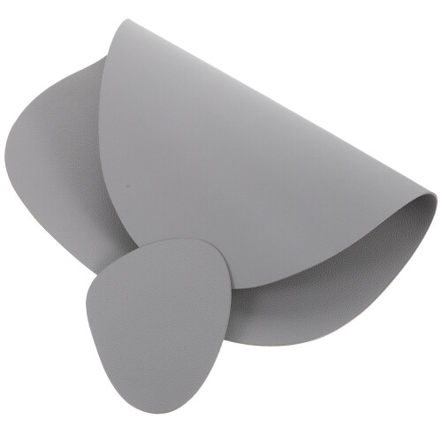 3Sets Handgemachte PU Tischsets Grau Rutschfeste Kaffeetassenmatten