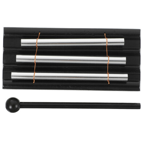 3Pièces Instruments Percussion Noir Métal Et Bois Avec Maillet Facile 2
