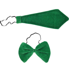 5Sets Fabric Men Bow Tie and Neck Tie Set Green Decorative for Parties