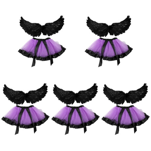 5Ensembles Costume Cosplay Robe Tulle Ailes 2