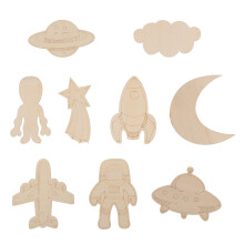 54Pièces Découpes Bois Astronaute DIY Beige Artisanal