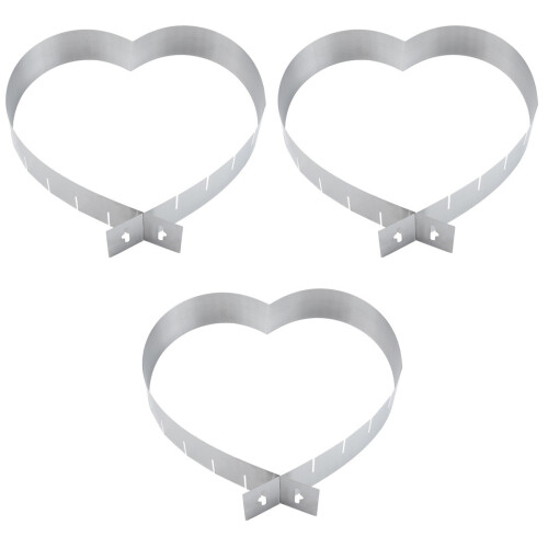 3Pcs Heart-Shaped Metal Mousse Mold Reusable Baking Accessory Silver 2
