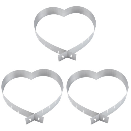 3Pcs Heart-Shaped Metal Mousse Mold Reusable Baking Accessory Silver 1