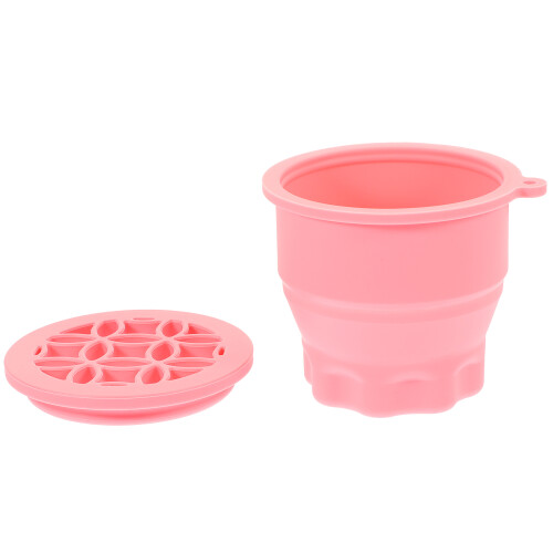 2Pcs Foldable Pink Silicone Makeup Brush Cleaning Bowls for Home Use 1
