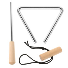 5Pcs Handheld Iron Triangle Percussion with Wood Stick for Orchestra