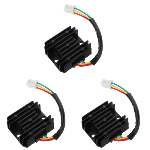 3Pcs Iron Plastic Motorcycle Voltage Regulator Stabilizer Kit Black 2