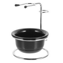 3Pcs Stable Black Shaving Brush Cup and Holder for Organized Washroom