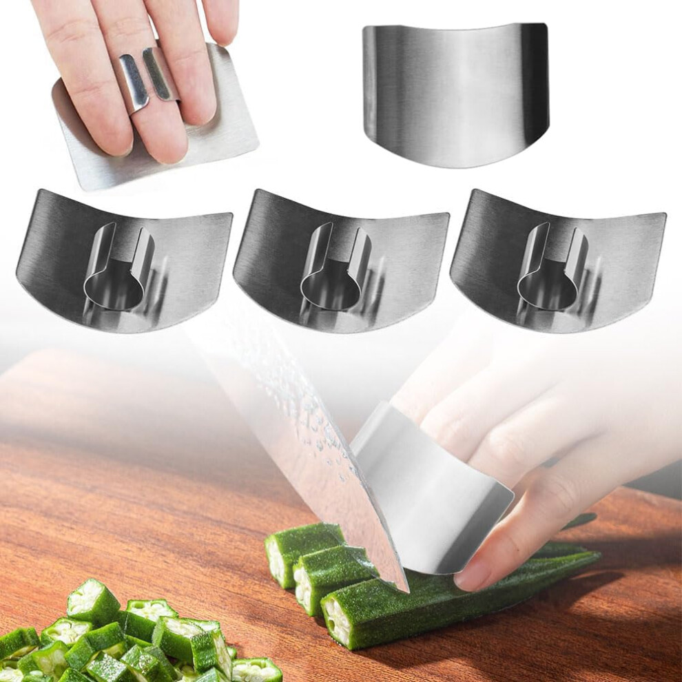 4 Pack Stainless Steel Finger Guard for Cutting, Adjustable Finger Protector for Safe Kitchen Slicing