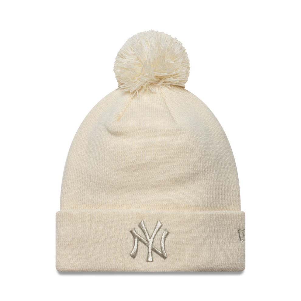 New Era New York Yankees Beanie Cuff Knit Womens Metallic Light Beige Cream