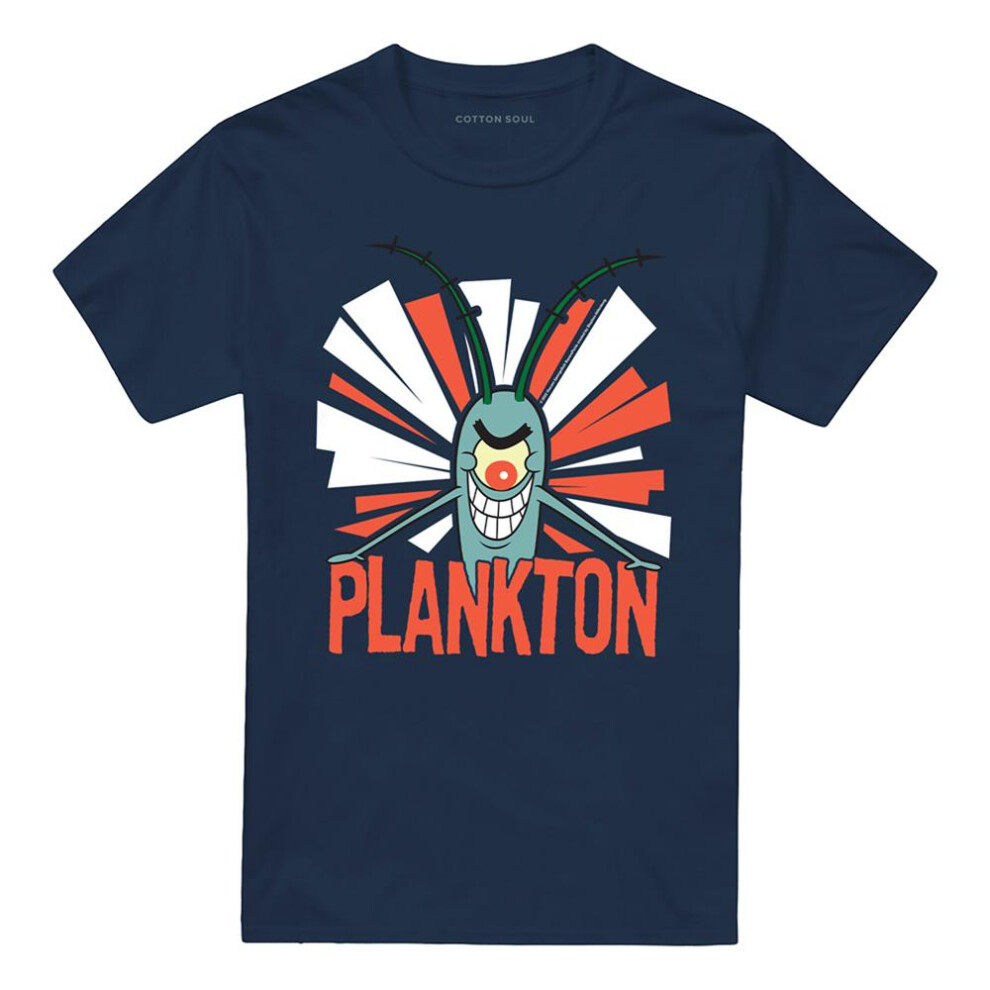 Spongebob Squarepants (S, Navy) Mens Plankton T-Shirt Blue,Multicoloured