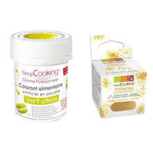 Corante alimentar Verde limão + glitter dourado