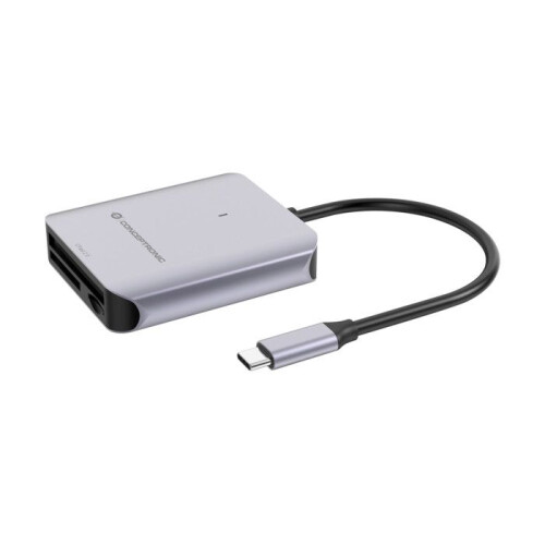 Conceptronic BIAN09G Lector de Tarjetas USB 3.2 Gen 2 Type-C Gris Aluminio Multi-Tarjeta