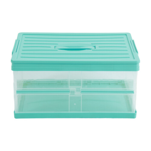 Carry Handle Storage Box With Foldable Design, Dur Mat Organizer Featuring Moisture-proof Transparent Lid and Stackable Tiers, Versatile Use for Home