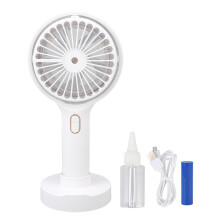 Bærbar håndholdt ventilator med luftfugter, LED-lys og 3 hastigheder