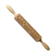 Christmas Wooden Embossed Rolling Pin Baking Cookies Biscuit Fondant D