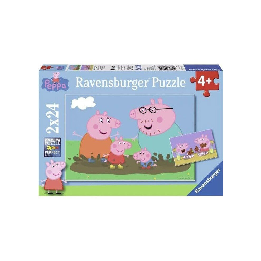 Photos - Jigsaw Puzzle / Mosaic Ravensburger Peppa Pig Happy Family Life 2 x 24 Pieces 09082 C-09082 