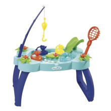 ECOIFFIER - Angelspieltisch - 4 Enten, Angelrute, Kescher, Rutsche und Kurbel in Form einer Seerose