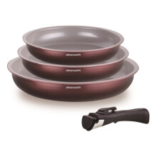 Set of 3 pans - ARTHUR MARTIN - AM8866 - Suitable for all heat sources including induction - 20/24/28 cm + 1 handle - Aluminum - Ceramic coating