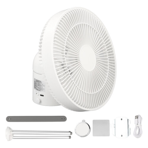 Multifunktionaler, per USB aufladbarer Tischventilator mit Stativ