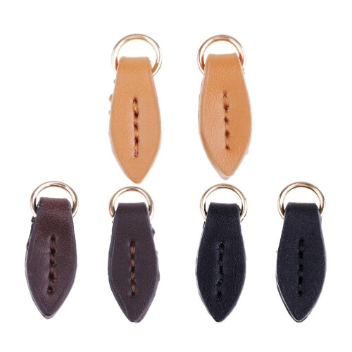 6Pcs/set Leather Zipper Tags Fixer Pull Replacement for Wallet Purse B