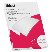 Pochettes de Plastification A4 - IBICO - 2x125 Microns - Lot de 100 - Finition Brillante - Transparentes