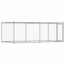 Gaiola para cão com porta 4 x 2 x 1,5 m aço galvanizado cinza 02_0041619