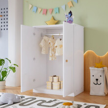 Pequeno armário com barra, armário 2 portas, quarto, sala, armário infantil, MDF, branco