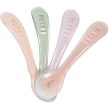 Set di 4 cucchiai - BEABA - 2 età - In silicone - Set Zucchero filato / Marshmallow / Verde grigio / Lilla